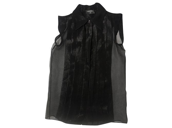 Chanel Bluse Schwarz Seide