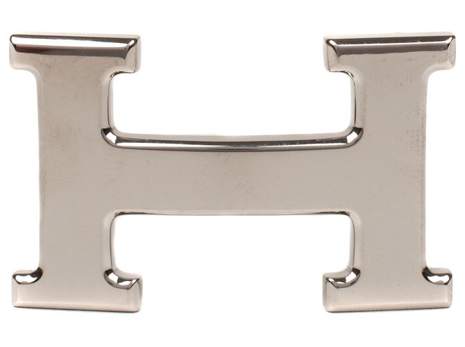 Hebilla de cinturón de hermès constance 37mm en metal plateado brillante con baño de paladio Plata Acero  ref.237343