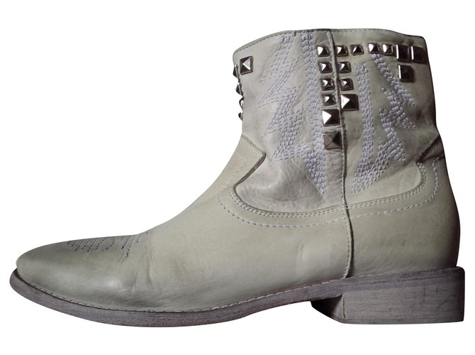 Strategia Low leather boots Beige  ref.237449