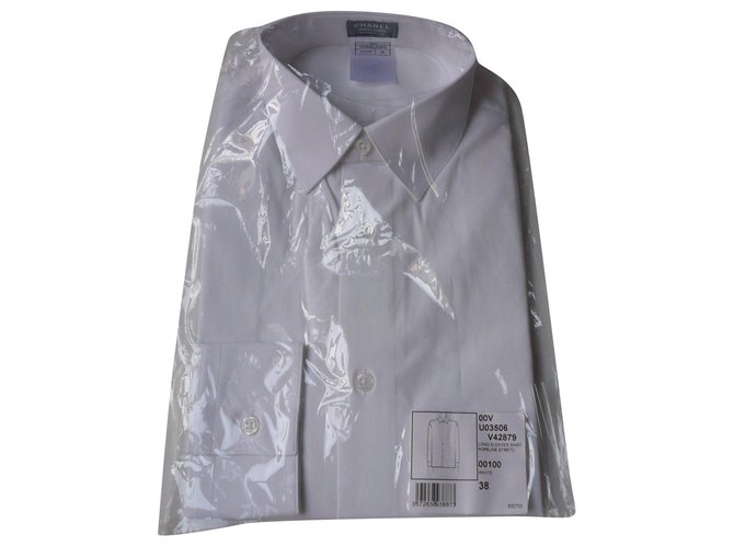 CHANEL New Camisa de popelina de algodón blanca T38 Blanco  ref.237523