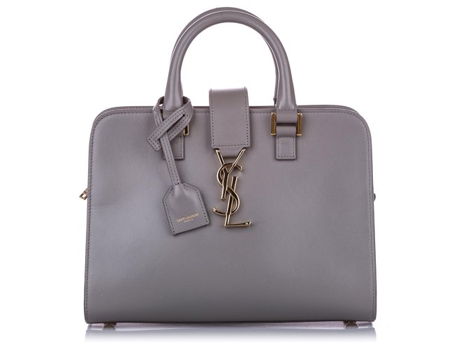 Saint Laurent Baby Monogram Cabas Handbag 472466 Gray Leather Ladies SAINT  LAURENT
