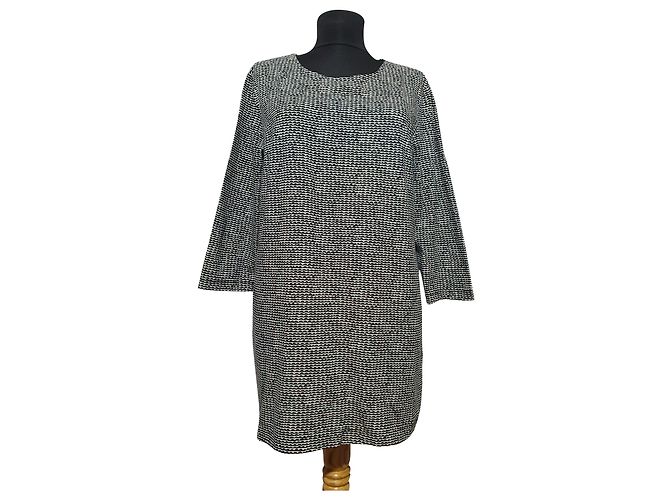 Camicetta lunga Marimekko nera e bianca in cotone Taglia L Nero Bianco