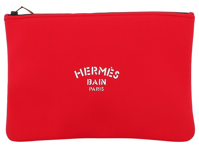 Hermès Clutch bag Vermelho Poliamida  ref.238076