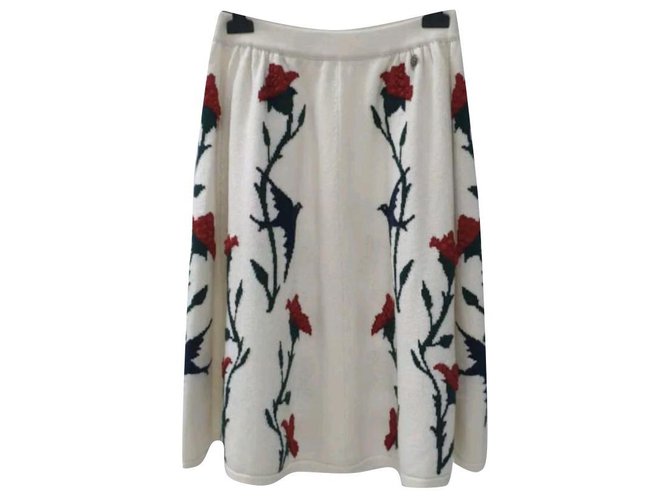 Chanel Cashmere Paris-Salzburg Skirt Sz 40 White  ref.238158