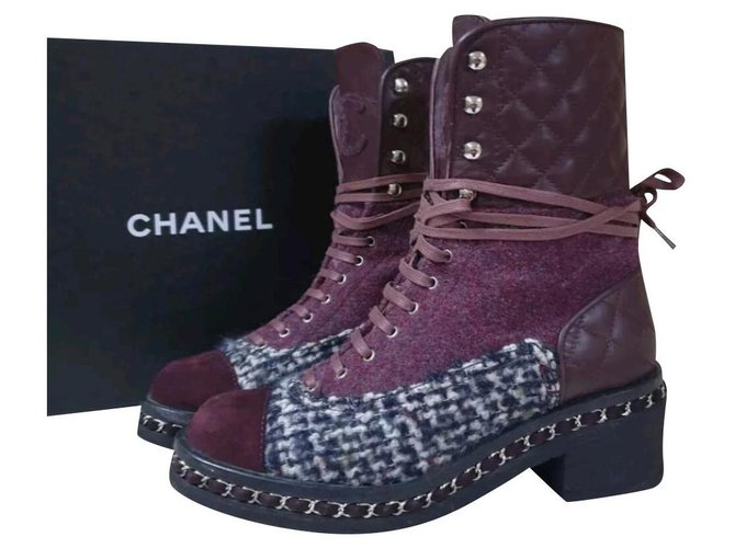 chanel burgundy boots