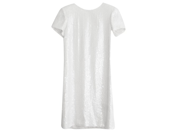 Chanel SS18 Vestido de lantejoulas branco Algodão  ref.238162
