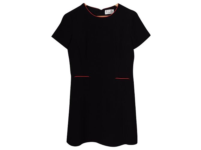 Autre Marque PPRNP Kleid Schwarz mit roter Paspelierung Kurzarm Größe S