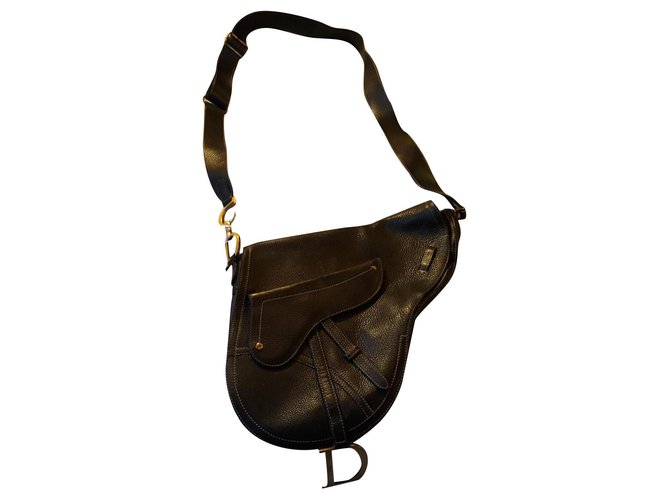 Grand sac saddle bandoulière dior Cuir Noir  ref.238324