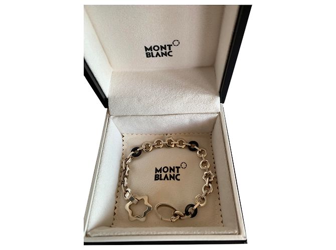 Autre Marque Braccialetto Mont Blanc in argento e nero Silver hardware