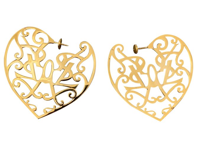 Yves Saint Laurent Earrings Golden Silver  ref.238349