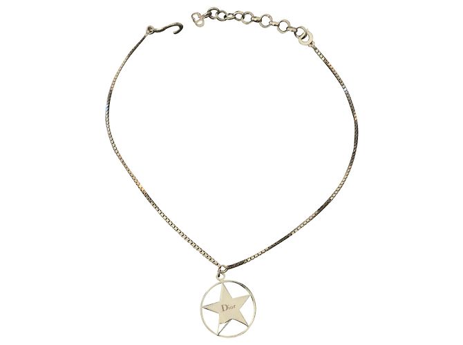 Colar Dior prateado de aço Prata