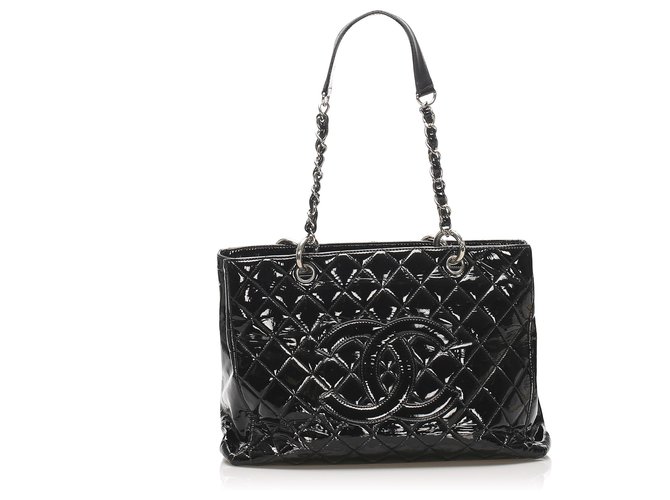 Chanel Black Grand Shopping Patent Leather Tote Bag  ref.238447