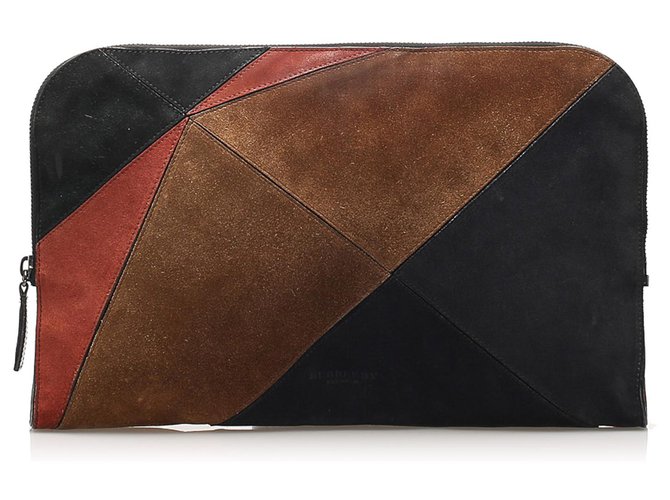 Burberry Multi Patchwork Suede Clutch Bag Multiple colors Leather  ref.238507