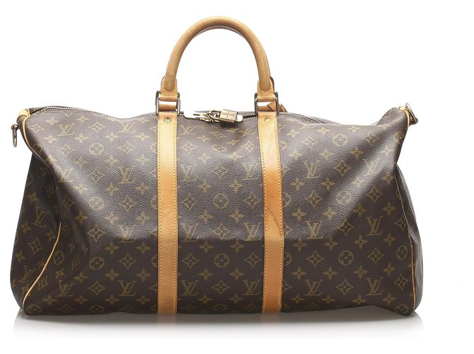 Louis Vuitton Brown Monogram Keepall Bandouliere 50 Leather Cloth  ref.238521