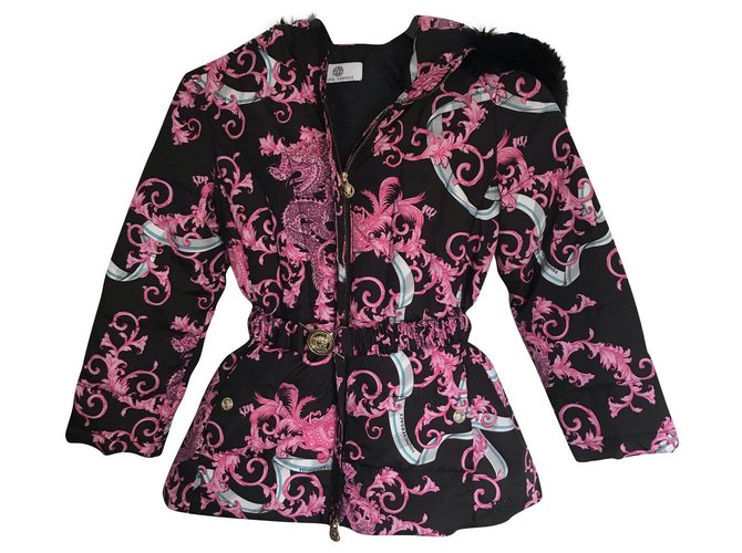 Versace Girl Coats outerwear Black Pink  ref.238618