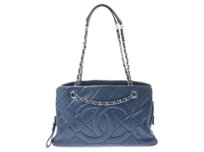Bolso de mano de Chanel Azul marino Cuero  ref.238656
