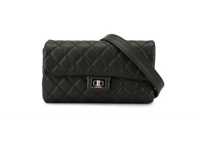 CHANEL Belt bag 2.55 caviar leather Black  ref.238687