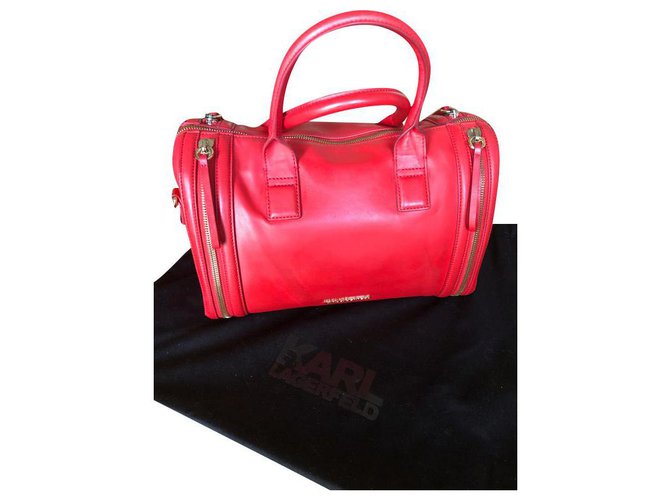 Karl Lagerfeld K / KLASSIK BOWLING BAG Red Leather  ref.238697