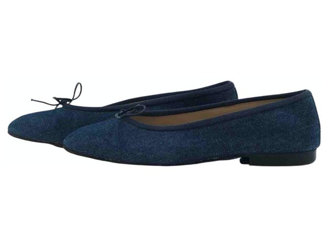 Chanel Sapatilhas de ballet Azul Lona  ref.238712