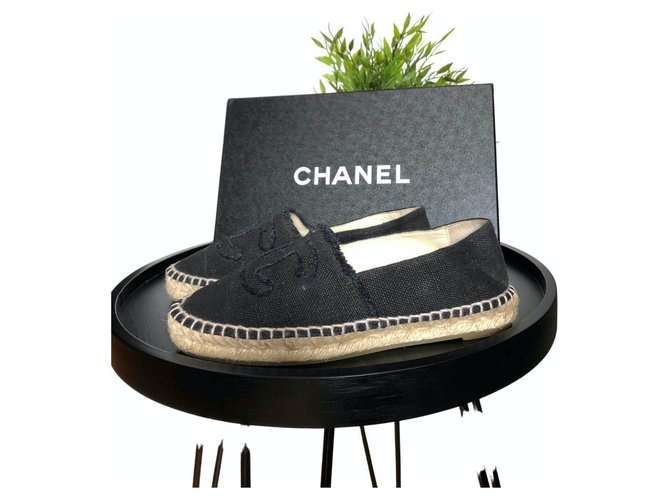 Chanel Espadrilles Toile Noir  ref.238719