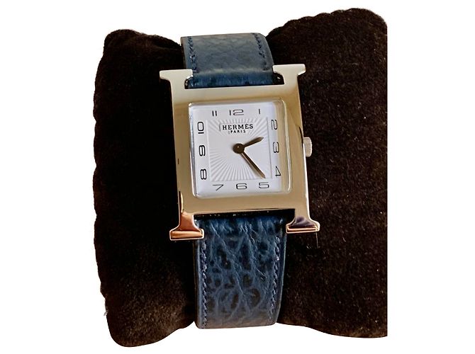 Hermès Orologio Gd H ore modello Bracciale Requin Blu scuro