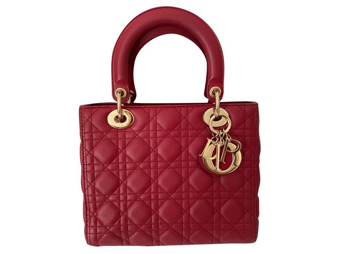 Lady Dior Dior Cuir Rouge  ref.238755