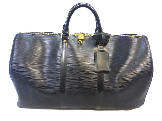 Louis Vuitton keepall 50 Cuir épi noir Black Leather  ref.238774