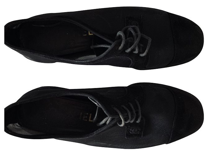 Chanel Schwarze Transparente Derby Schuhe