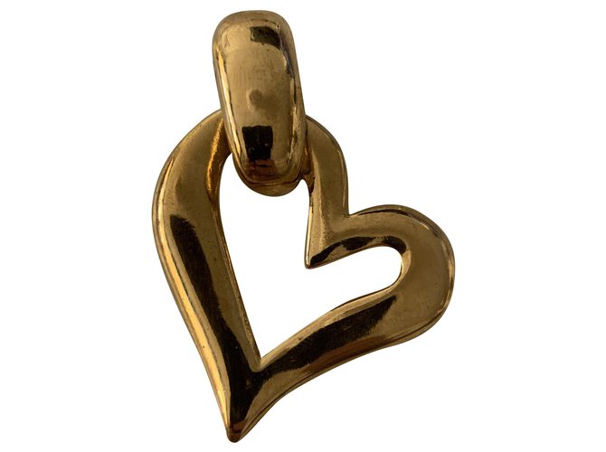 Yves Saint Laurent Anhänger halsketten Golden Stahl  ref.238793