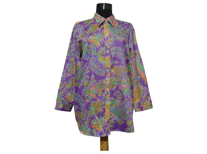 Camicia Ralph Lauren in cotone viola floreale XL Multicolore Porpora