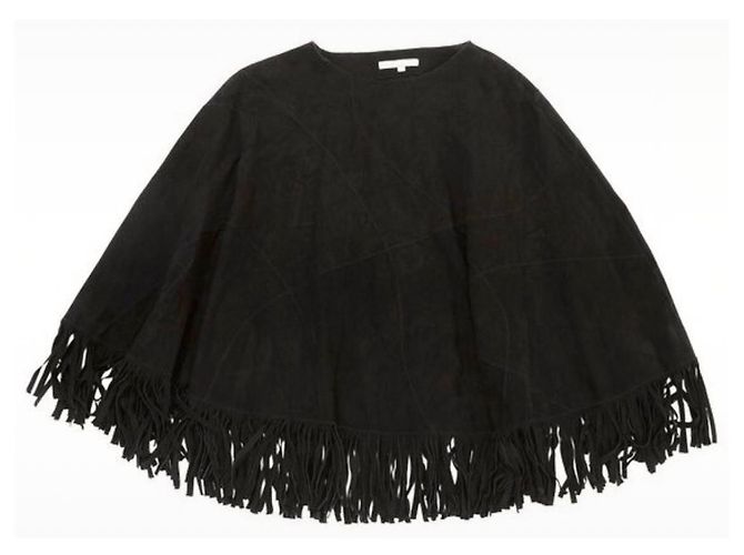 Maje Black Leather Poncho