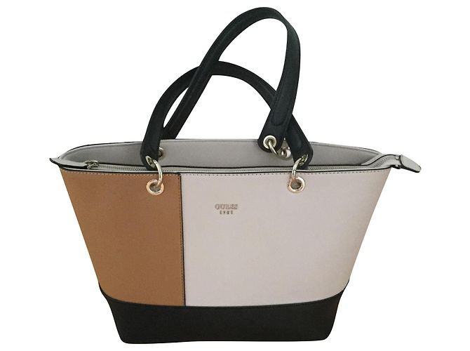 Borsa Guess Cabas Beige e Greige Argento 