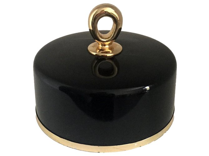 Caixa de joias preta e dourada ou bolso vazio First Van cleef & Arpels 80's Preto Dourado Plástico  ref.239091