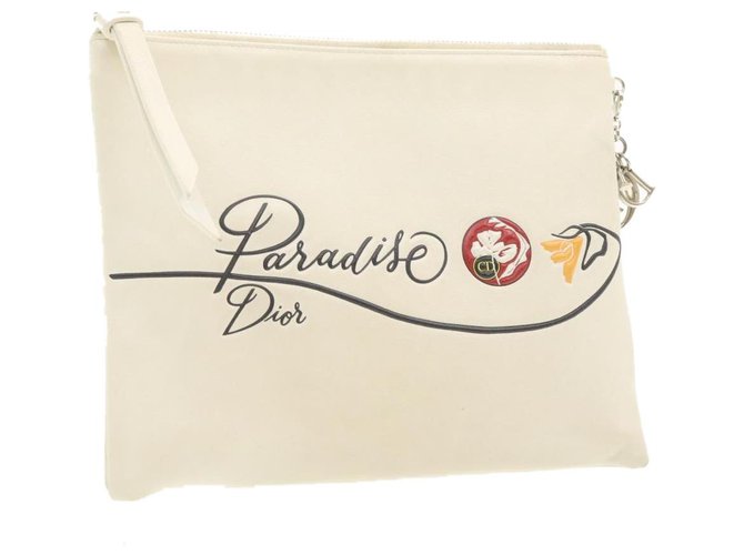 Pochette Dior Bianco Pelle  ref.239106