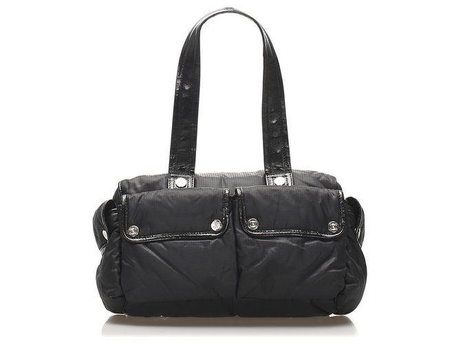 Céline Celine Black Nylon Handbag Leather Pony-style calfskin Cloth  ref.239192