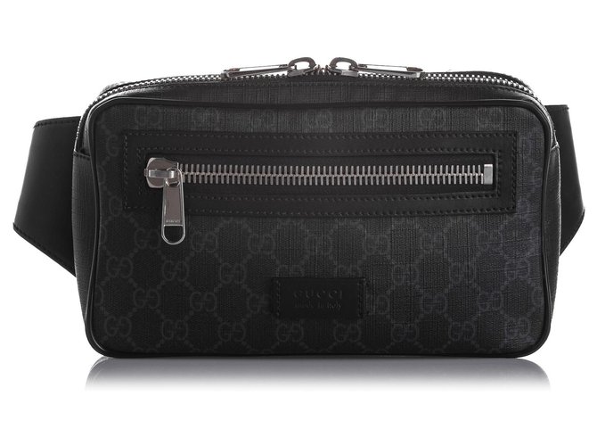 Gucci Black GG Supreme Web Belt Bag Multiple colors Leather Cloth Pony-style calfskin Cloth  ref.239207