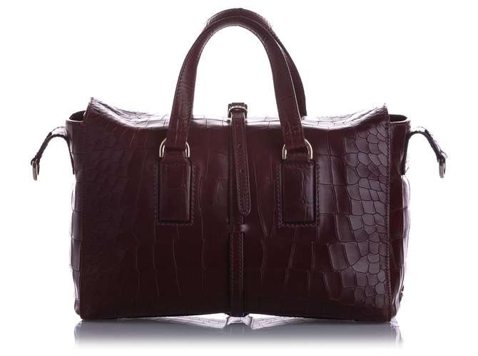 Mulberry Brown Roxette Croc Embossed Leather Satchel Dark brown Pony-style calfskin  ref.239223