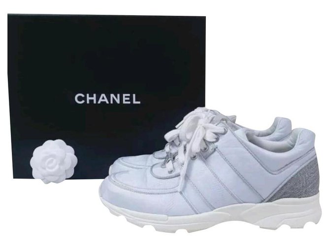 CHANEL Textile Multicolor Sneakers Sz.37,5 autenticación Blanco  ref.239248