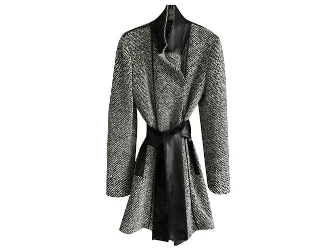 Autre Marque Neuen Mantel mit Leder von ULI SCHNEIDER, Germany Black White
