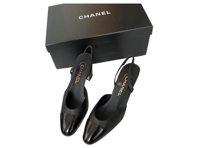 Chanel Heels Black Leather  ref.239373