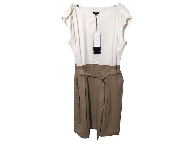 Abito Escada Sport bicolore bianco e beige in cotone