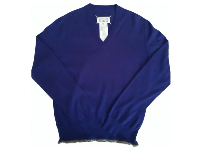 Maison Martin Margiela V-neck sweater Light blue Wool  ref.239399