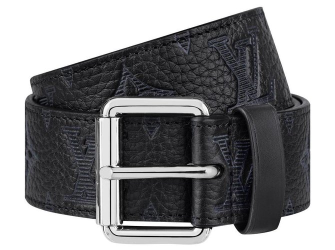 Louis Vuitton Cinturón LV con bolsillo con firma Negro Cuero ref