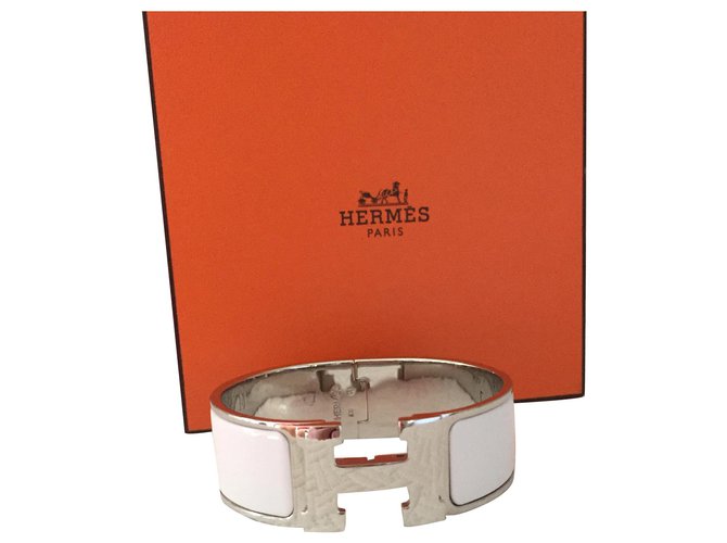 Hermès bracelet model Clic Clac H Silvery Silver  ref.239466