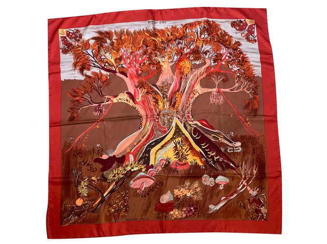 Hermès Kuggor Tree Red Silk  ref.239468