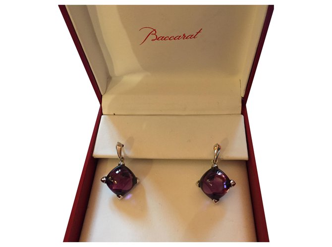 Baccarat Medici model earrings Purple Silver  ref.239470
