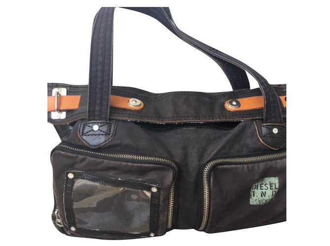Diesel Weekend bag and / or schoolbag Brown Leather Cloth  ref.239496