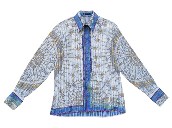 Versace Hemden Mehrfarben Seide Baumwolle  ref.239548