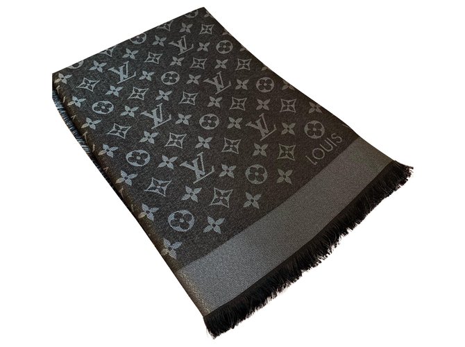 Louis Vuitton sciarpe Nero Seta  ref.239571