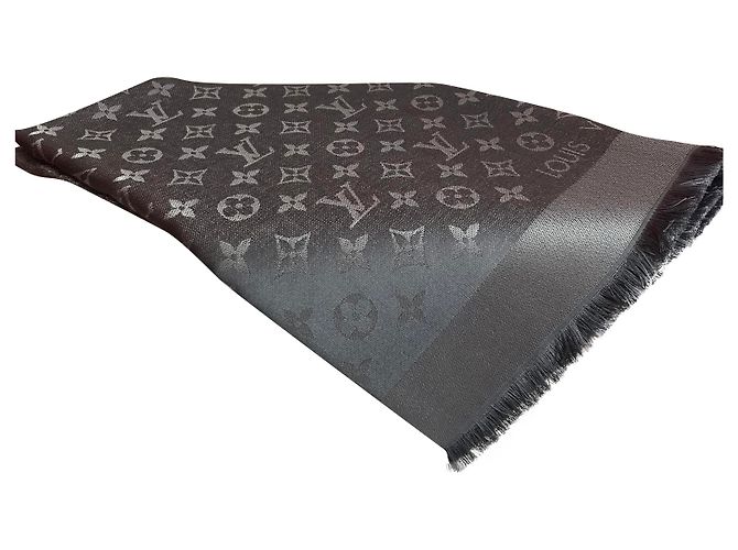 Louis Vuitton Shine Monogramm Seidenschal Dunkelgrau Anthrazitgrau